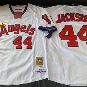 1980s ANAHEIM ANGELS REGGIE JACKSON Men's JERSEY Sz M,L,XL,2X by Mitchell & Ness
